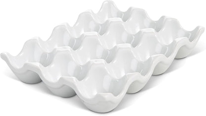 HIC Kitchen Egg Crate, Fine Porcelain, Holds 1 Dozen Eggs
