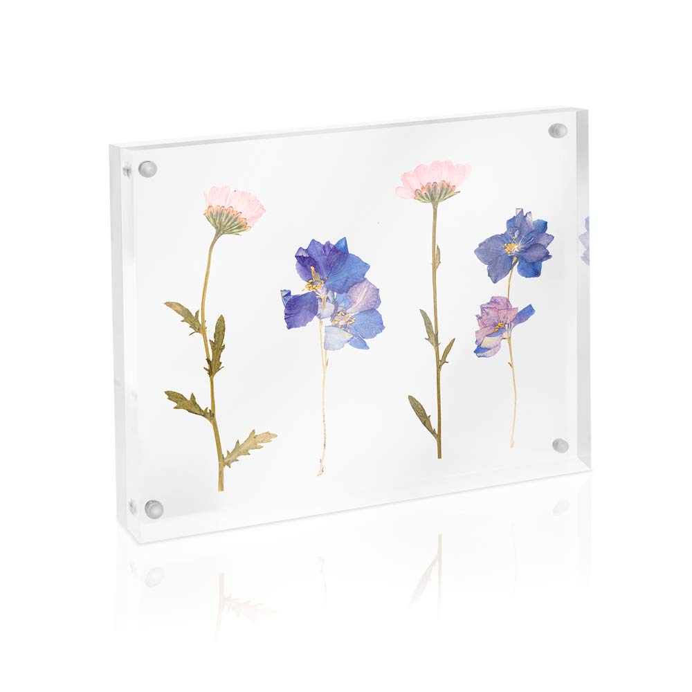 Isaac Jacobs 6” x 8” Super Thick [28MM Thickness] Clear Acrylic Magnetic Block Picture Frame, Double-Sided, Frameless, Freestanding, Floating Photos, for Desktop & Tabletop Display (6x8)