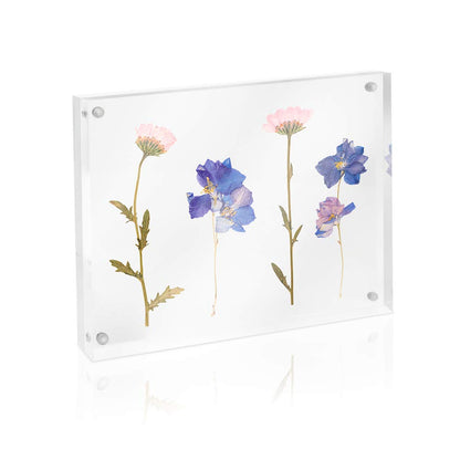 Isaac Jacobs 6” x 8” Super Thick [28MM Thickness] Clear Acrylic Magnetic Block Picture Frame, Double-Sided, Frameless, Freestanding, Floating Photos, for Desktop & Tabletop Display (6x8)