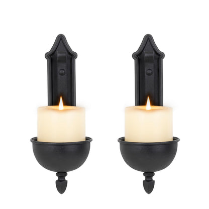 Aimto Wall Sconce Candle Holder Black Wall-Mount Metal Candle Holders Hanging Iron Wall Candle Sconce for Home,Living Room, Bathroom, Dining Room, Set of 2