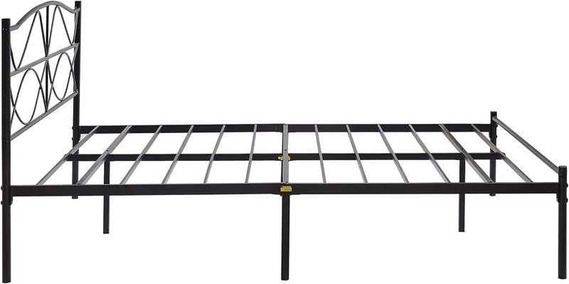 VECELO Full Size Bed Frame, Metal Bed Platform with Headboard, Sturdy Steel Slats Support, No Box Spring Needed/Noise-Free,Easy Assembly, Black