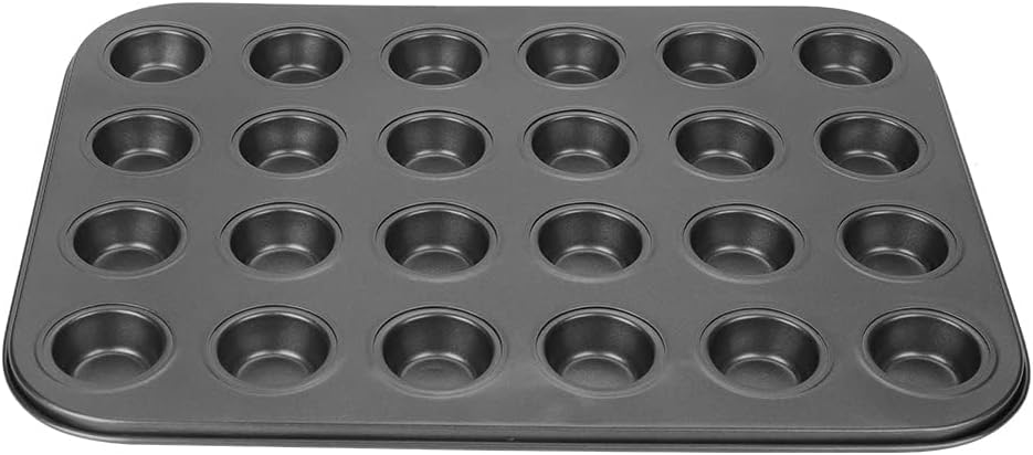Muffin Pans, 24 Cups Nonstick Steel Cupcake Pan, Black Bakeware for Mini Muffin Tins and Baking