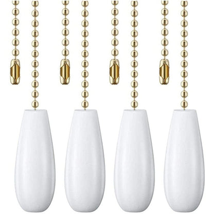 Akahttbn 12 Inch Gold Wooden Ceiling Fan Chain Pulls Set of 4 with Feng Shui Function