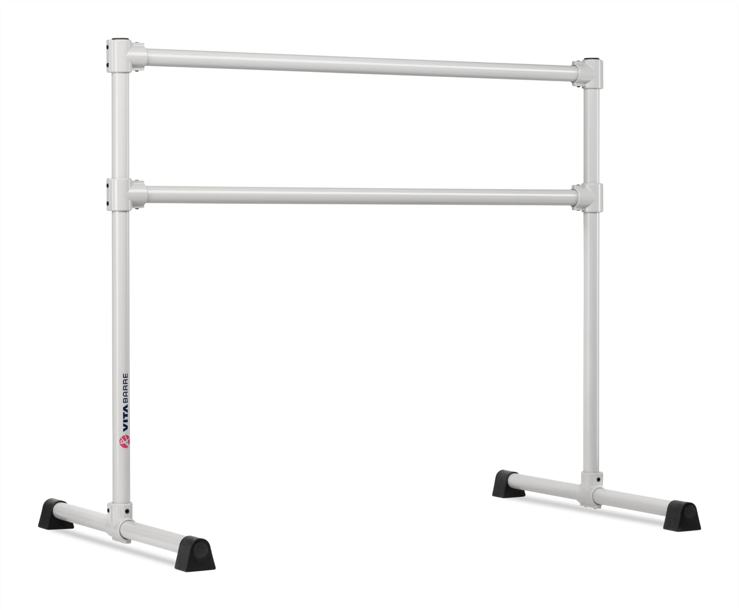 VITA Barre Portable Freestanding Double Ballet Barre, Extreme, 4 Ft Bars, Satin Silver, Steel | Fixed Height, Made in USA, Home or Gym Exercise Equipment for Kids & Adults | Dance, Fitness, Pilates