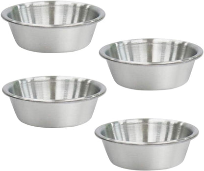 4Pcs Mini Dipping Saucer Bowls, Stainless Steel Sauce Dish for Small Portion Spice Condiments (2.3oz, Silver)