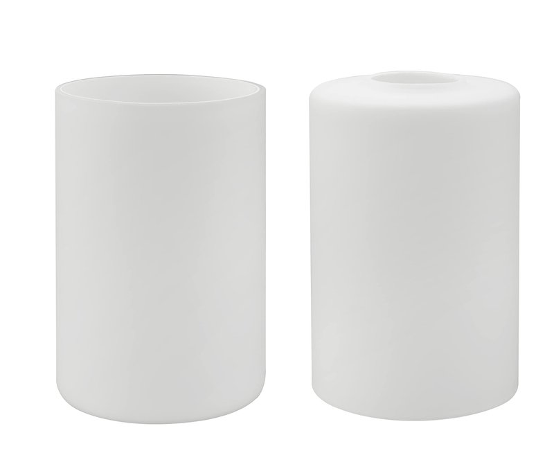 Aspen Creative 23609-02, White Opal Cylinder Glass Shade, 4" Dia x 6-1/8" H/Center Hole: 42mm, Set of 2