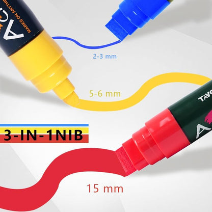 12 15MM Vibrant Colors Jumbo Acrylic Paint Markers, Graffiti Markers, Waterproof Jumbo Poster Markers for Canvas