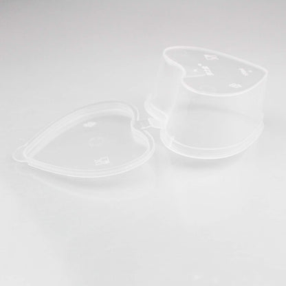 24 Pieces Heart Shaped Slime Storage Containers - 2.4 oz Transparent Small Plastic Box with Hinged Lids