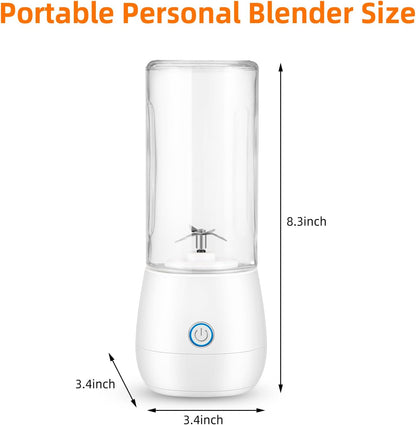 Portable Mini Blender, Personal Blender for Shakes and Smoothies, USB Rechargeable 15 OZ Mini Fruit Juice Mixer