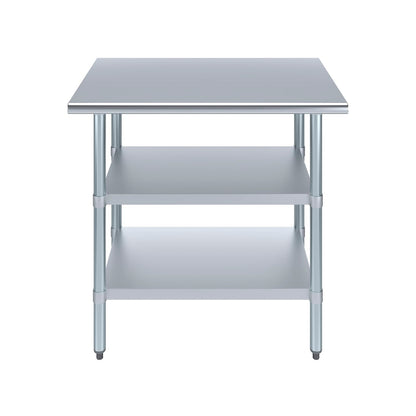 AmGood Stainless Steel Work Table with 2 Shelves | NSF | Metal Utility Table (36" Long x 24" Deep)