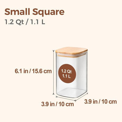 ComSaf Glass Storage Containers - 1.2 Qt Clear Glass Jars with Lids | Set of 4 for Pantry Organization