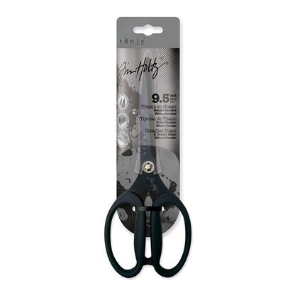 tonic studios Scissors All Purpose - 9.5 Inch Titanium Snips with Micro Serrated Blade Edge - Non Stick Craft Tool for Cutting Paper, Fabric, and Sewing - Comfort Grip Handles