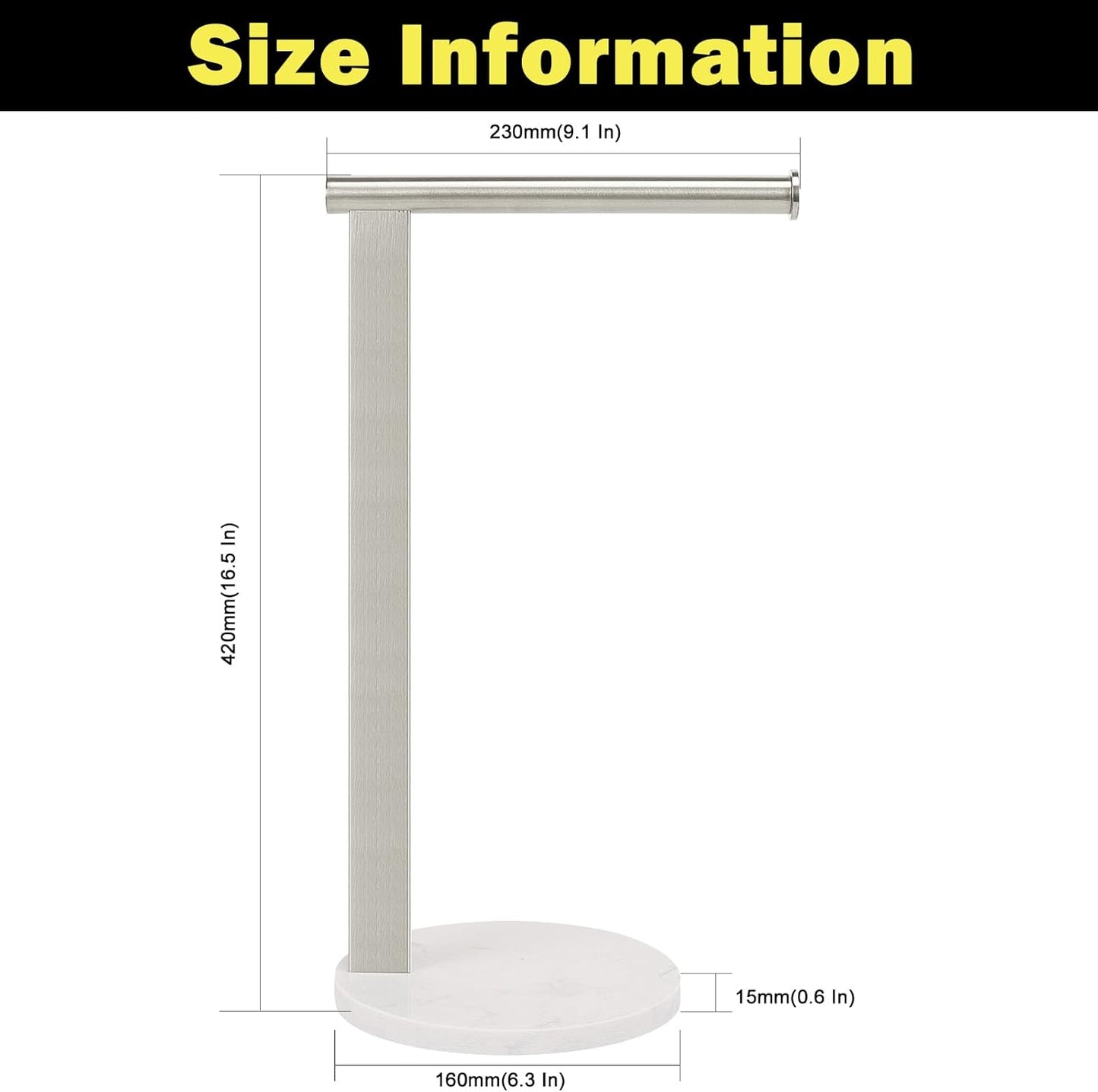 SUS304 Stainless Steel L-Shaped Hand Towel Holder, Thickened Base Bathroom Towel Rack for Countertop Vanity, Brush