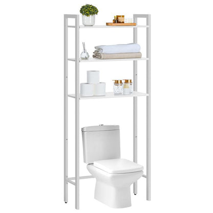 HOOBRO Over The Toilet Storage, 3-Tier Bathroom Organizer Shelf Over Toilet, Freestanding Bathroom Storage Shelves, Space Saver, Easy to Assemble for Room, White WT41TS01