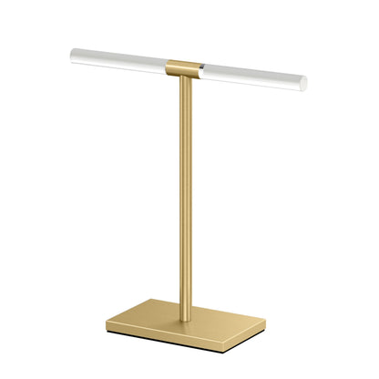Gatco 1344B, Modern Rectangle Base Freestanding Countertop Towel Holder, Brushed Brass/Acrylic / 10.50" W x 11.13" H T-Shape Style Countertop Hand Towel Holder for Bathroom, Kitchen Towel Rack