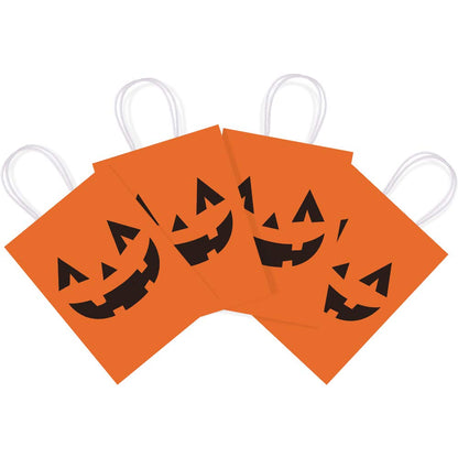 Halloween Pumpkin Gift Bags for Trick or Treat - 16 PCS Tote Favor Goody Candy Bags for Kids Adults Party Decorations