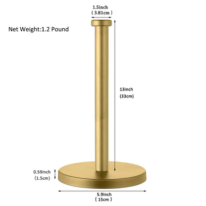 GWGTHZ Stainless Steel Gold Paper Towel Holder Countertop for Kitchen Bathroom, Standing Paper Towel Holder with Weighted Base.