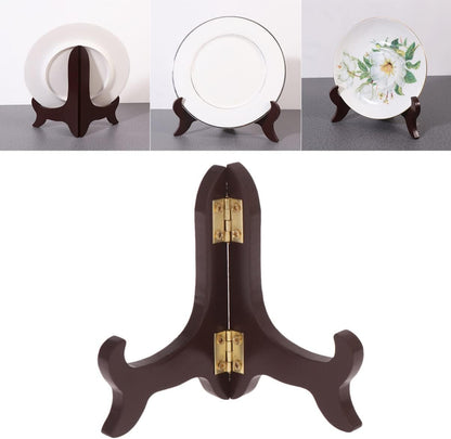 NOLITOY Vintage Wooden Plate Display Stand, 4 Inch Tabletop Holder for Pictures, Frames, and Plates