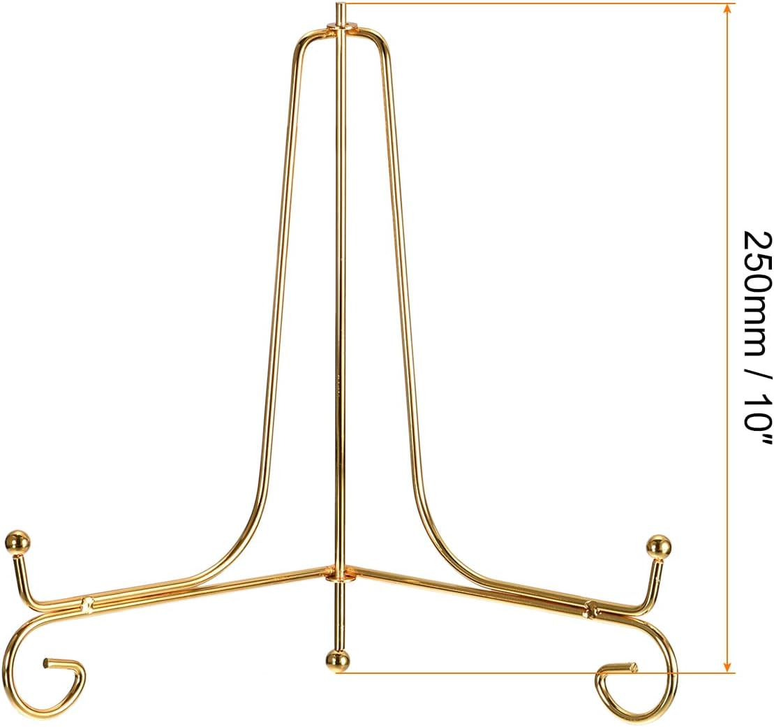 uxcell Plate Stand for Display, 10 Inch 2Pcs Iron Decorative Holder, Metal Easel Folding Display Stand for Photo