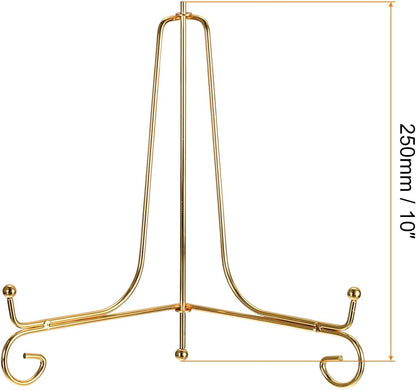 uxcell Plate Stand for Display, 10 Inch 2Pcs Iron Decorative Holder, Metal Easel Folding Display Stand for Photo