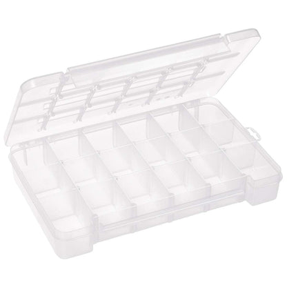 Akro-Mils 05905 Plastic Portable Parts Storage Case for Hardware and Crafts with Hinged Lid and 5 Adjustable Dividers, (14-3/8-Inch x 9-1/2-Inch x 2-1/2-Inch), Large, Clear