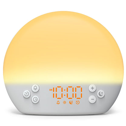 Wake up Light Sunrise Alarm Clock, Digital Alarm Clock Bedside Dimmable Night Light, White Noise Sound Machine 30 Soothing Sounds, Loud Alarm Clock for Heavy Sleepers Adults Kids, Ideal for Gift