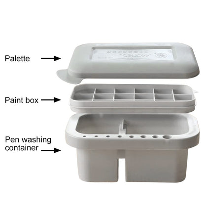 Qirvaten Paint Brush Cleaner, Paint Brush Basin with Brushes Holder, Washer,Trays, Paints Brush- Holder for Watercolor Oil Acrylic Gouache Painting，9.1 * 3.5inch