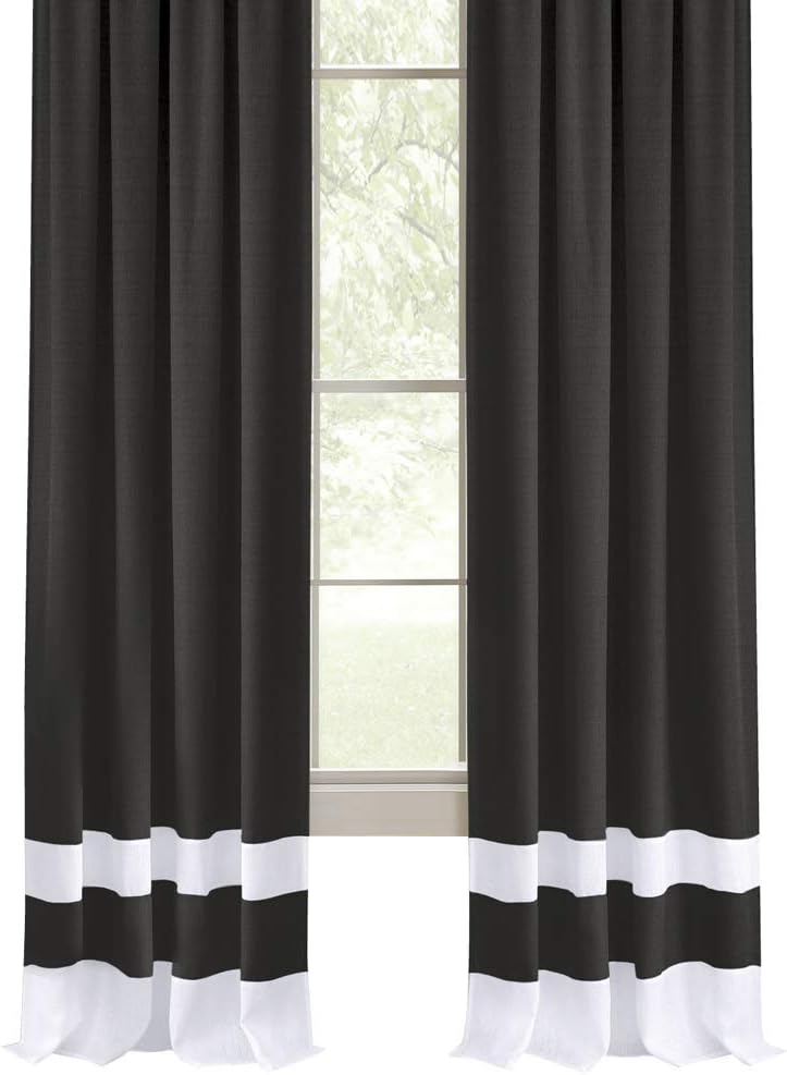 Collections Etc Darcy Two-Tone Rod Pocket Window Curtain Panel, Black, 52"X84"