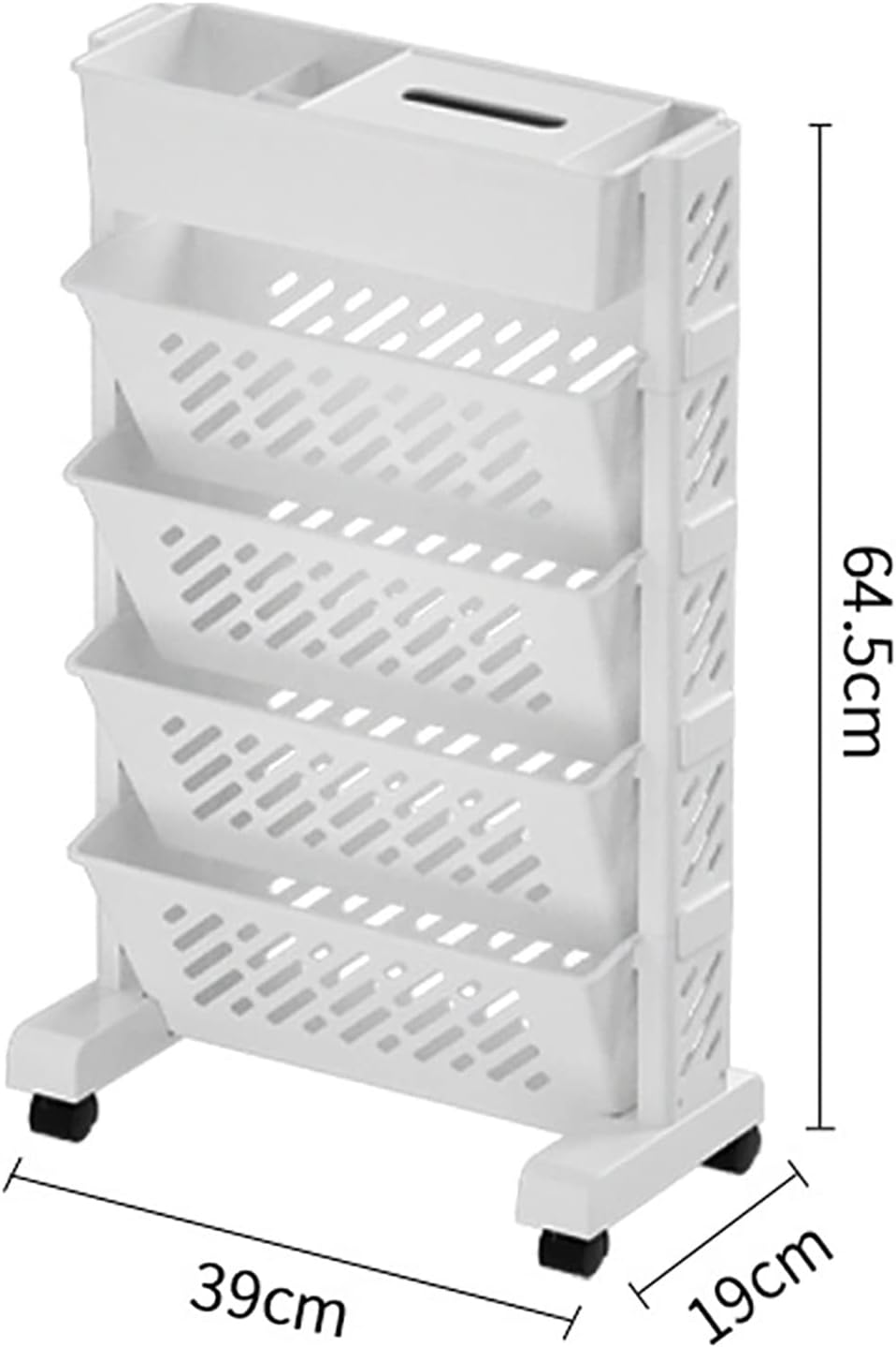 Carts with Wheels, Rolling Organization Shelf Desk Organizer, 5-Tier Plastic Rolling Utility Cart for Office