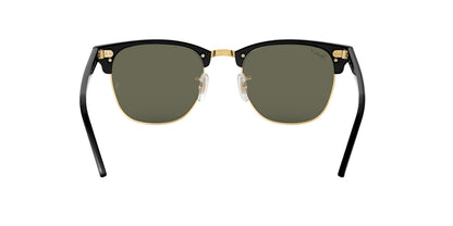 Ray-Ban RB3016 Clubmaster Square Sunglasses, Black/Polarized G-15 Green, 51 mm