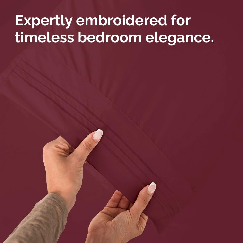 Queen Pillow Cases by LuxDecor - Ultra Soft Hotel Quality - Wrinkle Free & Stain Resistant - Burgundy 2-Piece Set