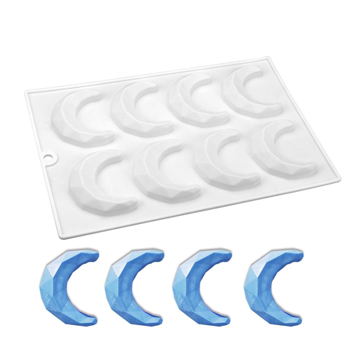 mostsom Chocolate 3D Diamond Moon Design Silicone Cake Mold Soap Moulds DIY Car Pendant Gypsum Plaster Heart Mold Handmade Candle Mold (Moon G_10.2X6.8X0.6 inch)