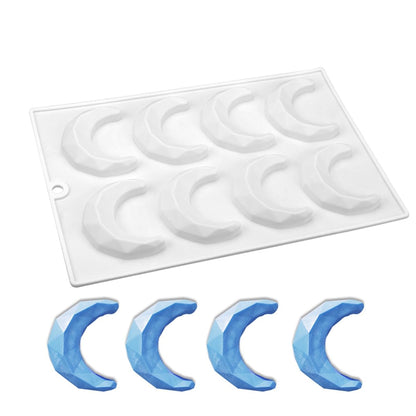 mostsom Chocolate 3D Diamond Moon Design Silicone Cake Mold Soap Moulds DIY Car Pendant Gypsum Plaster Heart Mold Handmade Candle Mold (Moon G_10.2X6.8X0.6 inch)