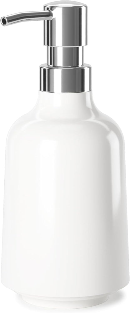 13 oz (384 ml) Umbra Step Liquid Soap Pump Dispenser, Also Works with Hand Sanitizer, Easy to Refill, White