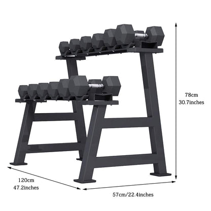 Dumbbell Racks Dumbbell Set with Stand, 2-Layers Dumbbell Rack, Home Weights Storage Rack, Compact Dumbbell Bracket, Easy to Install, Load Bearing 200 KG (Color : Dumbbell Set, Size : 165KG)