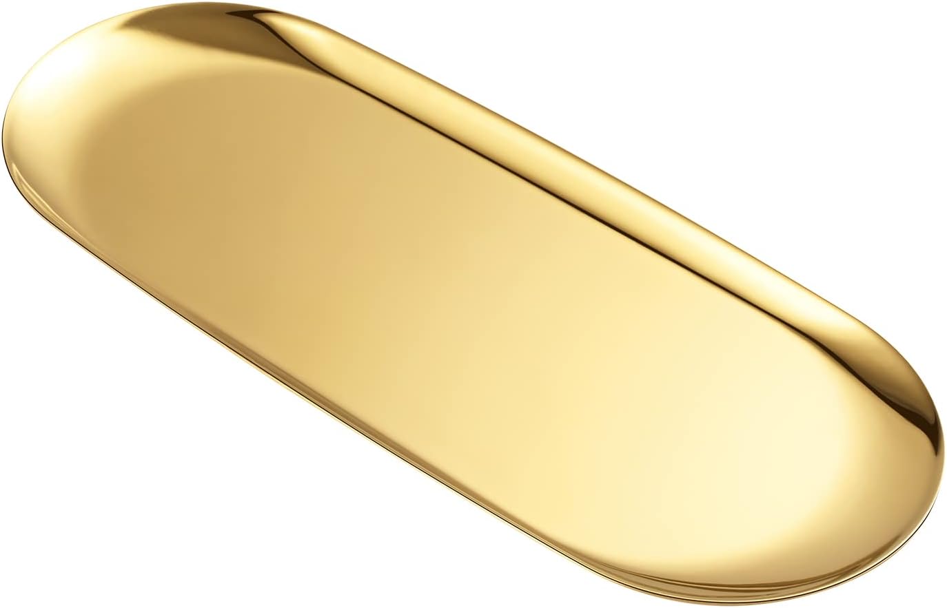 luvtree (L11.8 4.8 Golden Oval Stainless Steel Tray in x W in) Mini Coffee Table Tray for Jewelry, Cosmetic & Candle |
