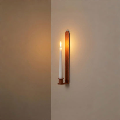 AimtoHome Wall Candle Sconces Set of 2, Classic Iron Farmhouse Holders for Taper Candles, Rustic-Textured Powder-Coated Wall Mounted in Orange for Living Room, Hallway Decor