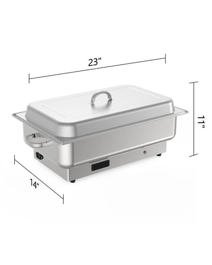 Electric Chafing Dish, 2 x 4.5 QT Half-Size Buffet Set Food Servers and Warmers Stainless Steel Chafing Dish, Commercial Food Warmer with Temperature Control Display for Parties, Catering, Festivals