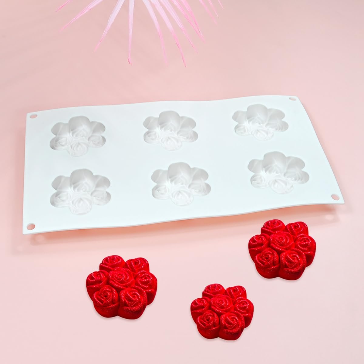 mostsom 3D Hamster Shape Silicone Mold Cake Baking Molds for Dessert Cake Mousse Heart Shape Molds for Making Handmade Soap Making Chocolate Mould (C_ Flower Rose)