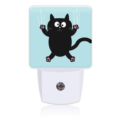 Uiaoiais Cartoon Black Cat Claw Scratch Glass Night Light for Kids, LED Night Light Plug into Wall with Dusk to Dawn Sensor for Girls Boys Women Room Decor,Hallway,Kitchen,Bathroom,Nursery,Stairs