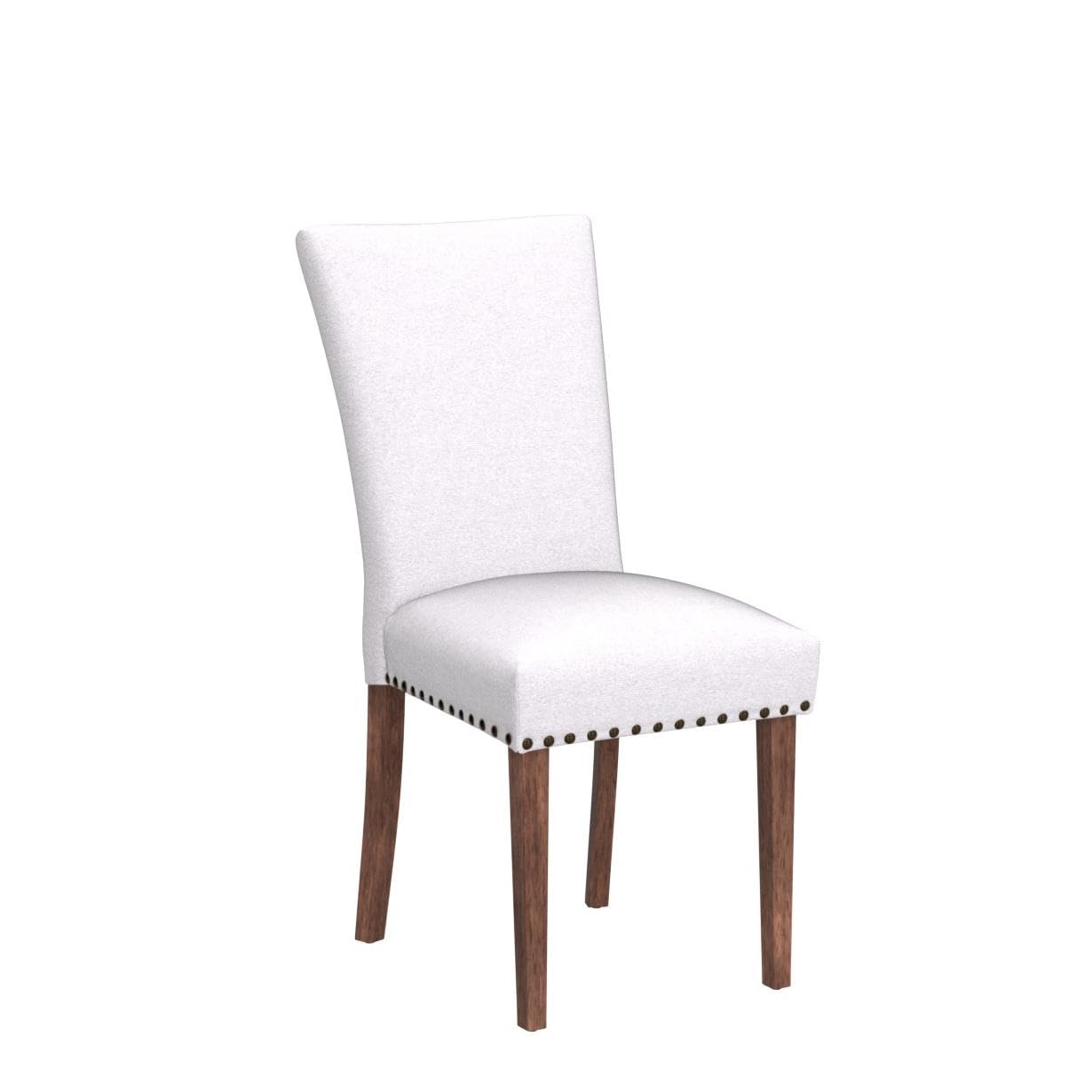 Parsons Dining Chairs Set of 4, Upholstered Nailhead Dining Room Kitchen Side Chair with Thick Cushions and Wood Legs, Light Grey