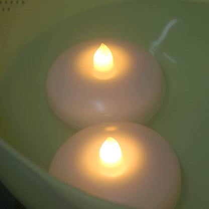 Qidol 4 Pack Waterproof Flameless Floating Candle Battery Operated Flickering Electric Led Light with Timer, Warm White