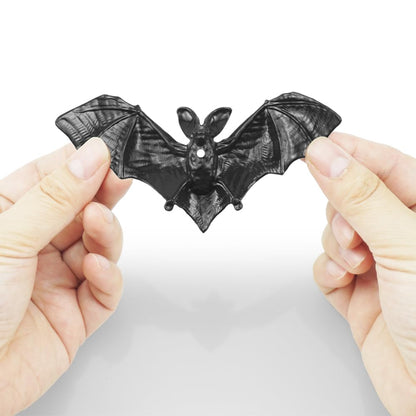 Saktopdeco 50 PCS Black Hanging Bats Plastic 3D Halloween Bat Party Ornament for April Fool's Haunted House Decorations