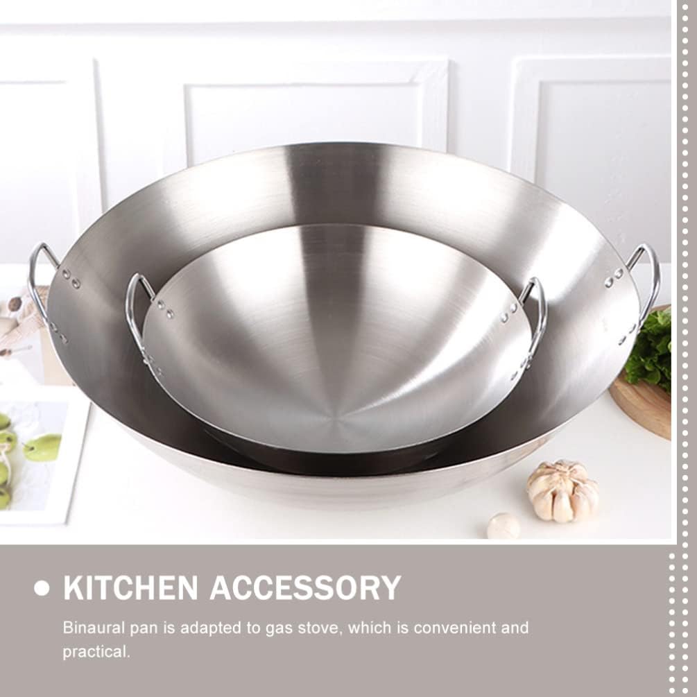 DOITOOL Stainless Steel Wok, 11 Inch Non-Stick Frying Pan, Dual Handle Kitchen Cookware