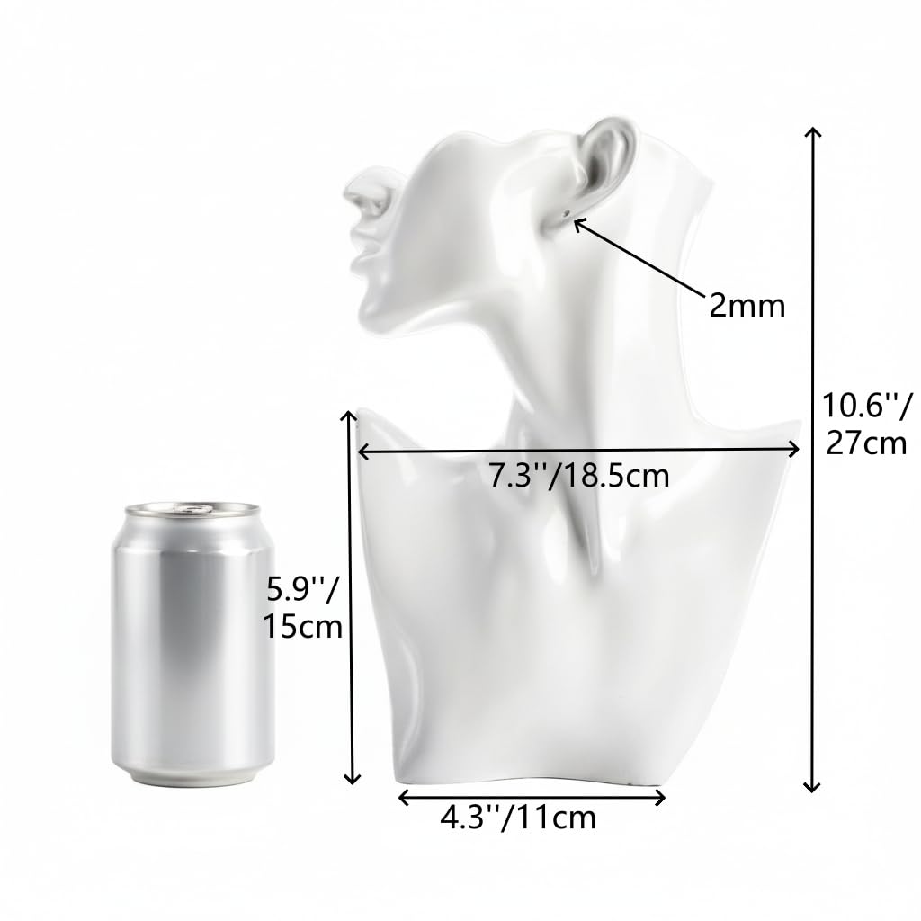 SOUJOY Jewelry Mannequin Display, Resin Display Stand Bust, Boutique Earring Holder Organizer for Show Jewelry, Necklace, Earrings, Rings, White