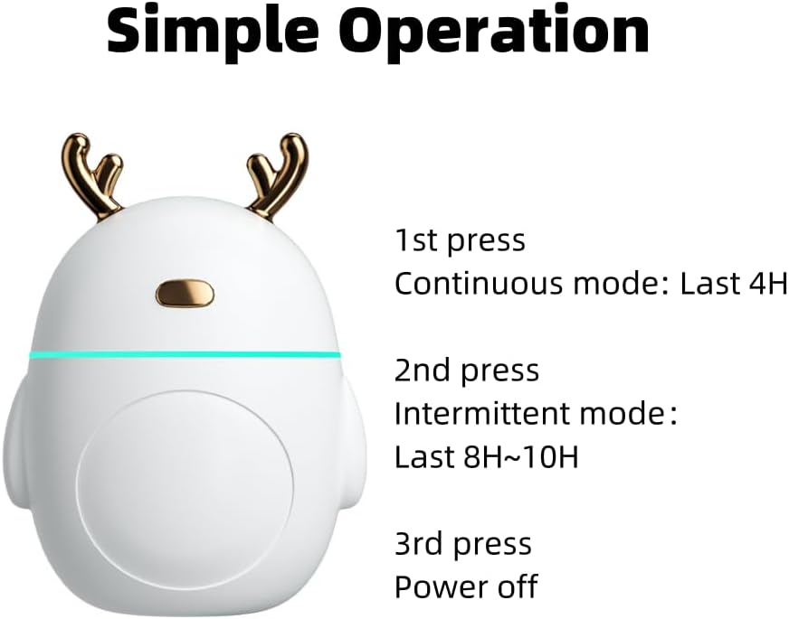 Adorable Diffuser with Ultrasonic Tech, USB-Powered Portable Diffuser for Essential Oils, Small Humidifier for Home