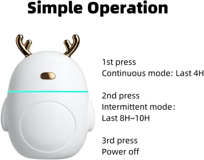 Adorable Diffuser with Ultrasonic Tech, USB-Powered Portable Diffuser for Essential Oils, Small Humidifier for Home