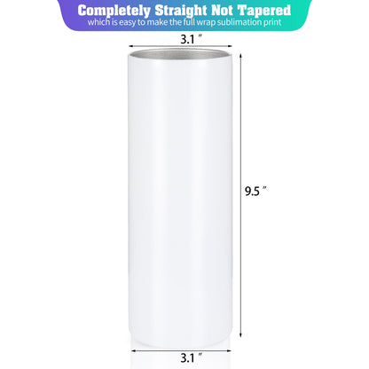 YOUKE OLA 10 Pack Sublimation Tumblers Bulk 30oz - Blanks Straight Skinny Tumbler White Stainless Steel Insulated Sublimation Tumblers Polymer Coating for Heat Transfer with Straws, Lids