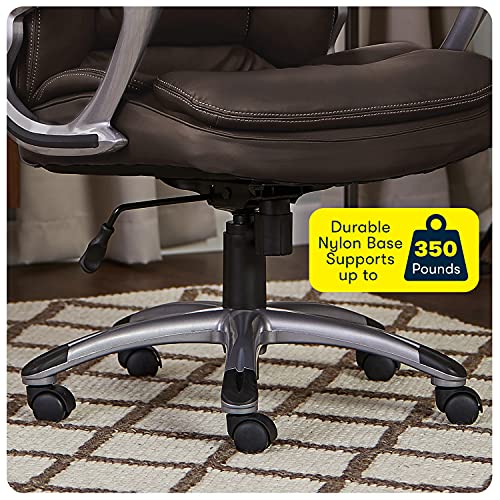 Serta Fairbanks Big and Tall High Back Executive Office Chair, Ergonomic Gaming Computer Chair with Layered Body Pillows, Contoured Lumbar Zone, Brown