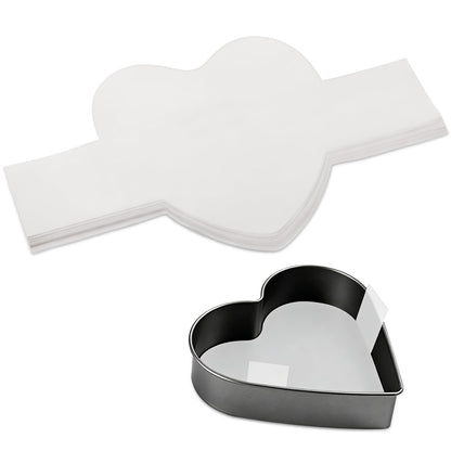 GeeRic Baking Parchment Paper 8 inch Heart Shape, 60 Pcs Cake Pan Liner with Lift Tab, Non-Stick Precut Baking Parchment for Baking Cookies, Bread (White)